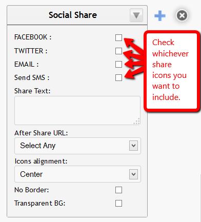 Social Share The Social Share widget gives you the ability to Reward Visitors for sharing your Coupon Page with their friends either through Facebook, Twitter, Email or SMS.