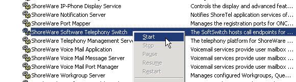 3. Start ShoreWare Software Telephony Switch on the Target system. 4.