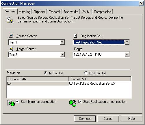 The Connection Manager dialog should appear, as shown below.