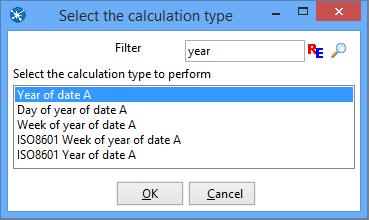 Locate and select Year of date A calculation (the Filter can be useful here). Click OK.