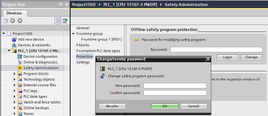 Figure 5-1 1 2 Protection of the offline safety program You can protect the safety program with a password.