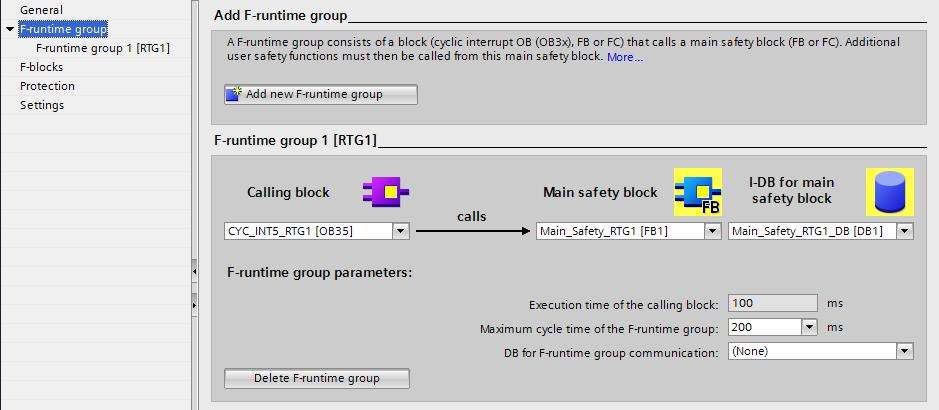 Assuming this state, the description follows from there. 2. F-runtime group Open the Safety Administration in the project navigation.