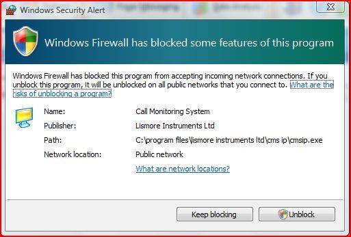 Windows Firewall From the Communication Parameters dialog, once you have selected the IP Address and pressed the OK you must allow the software access through the Windows Firewall.