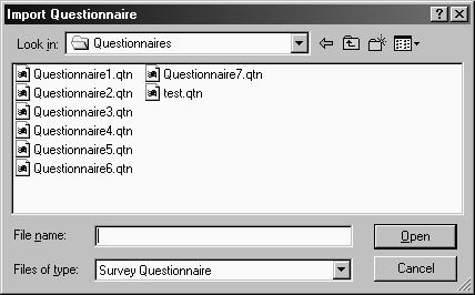 Importing a Questionnaire Select the questionnaires to be exported by checking the boxes next to the questionnaire name. To export the text macros to the Pocket PC check the Update Macro List.