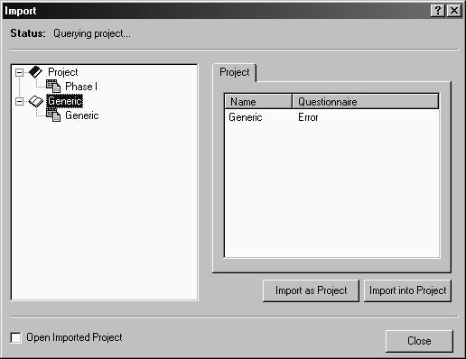 Uploading Survey Data At the top of the Project form there is a toolbar that can be used for the following: Uploading Phase I ESA surveys from the Pocket PC Merging the survey data with the report