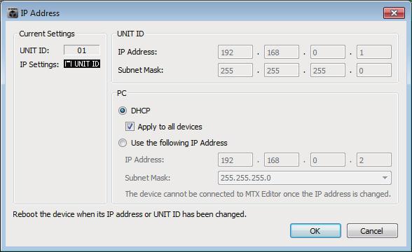 IP Address dialog box Chapter 7. Dialog boxes IP Address dialog box Here you can specify the device s IP address and subnet mask.