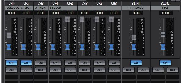 MATRIX screen Chapter 4. System screen Setting the input channel mix 1. Click the [SENDS ON FADERS] button. 2.