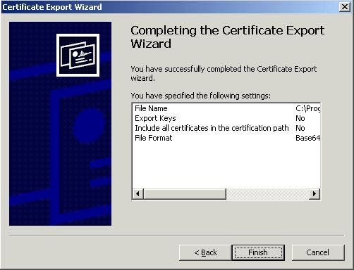 About running Discoverer over HTTPS 8. Enter a file location and file name (with a '.cer' extension) for the exported certificate file in the File name field (for example, c:\tmp\mycertificate.cer).