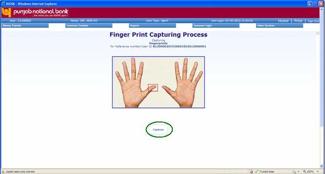 Fingerprint Capture Process: Please select the finger