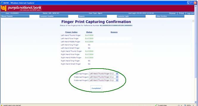 Click on Continue and Repeat the Fingerprint Capture Process for all required minimum six (6) fingers.