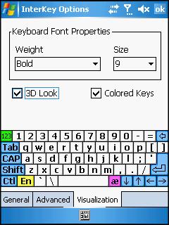 How to use InterKey Visualization In this layout you can adjust the On-Screen keyboard appearance: the keys colour and style of the letters which are displayed on the keys.