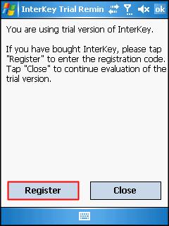Installation Registration in the reminding message window You can register the InterKey 2.0 program in the registration reminding message window. 1.