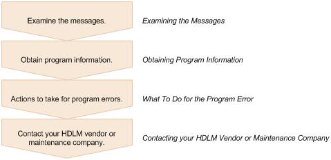 Figure 5-3 Troubleshooting Procedure When a Program Error Occurs The following shows the procedure for handling a program error by using the HDLM command (dlnkmgr).