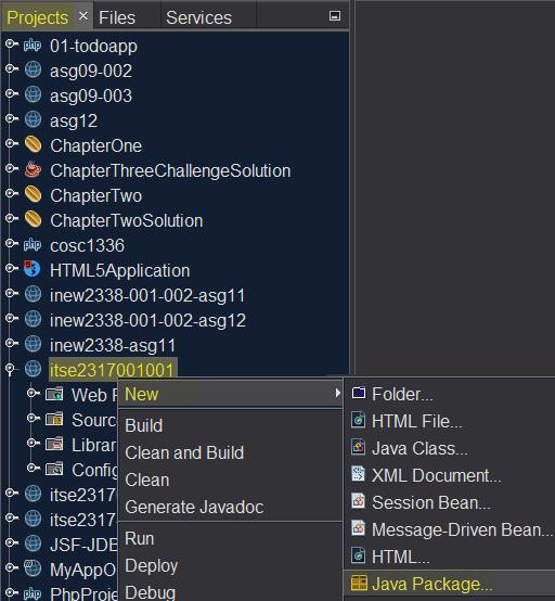 Creating packages: Packages provide a convenient means to organize Java classes and namespaces. NetBeans simplifies the creation and use of packages.