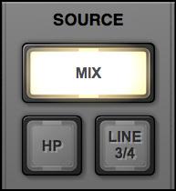 Monitor Source Select These switches select the mix bus that is sent to Apollo s monitor outputs. The source is selected when its switch is lit.