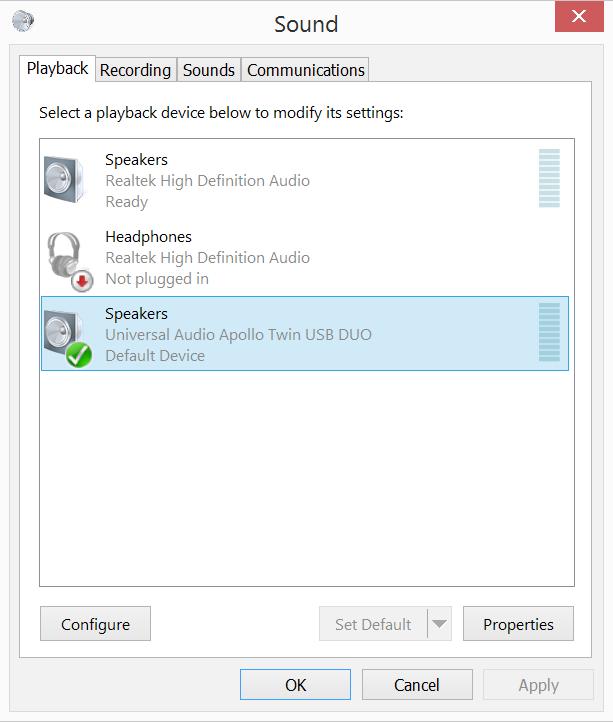 Setting the I/O in the Operating System If a software program doesn t have its own setting for accessing an ASIO device directly, it uses the device specified in the Control Panel>Sound panel (within