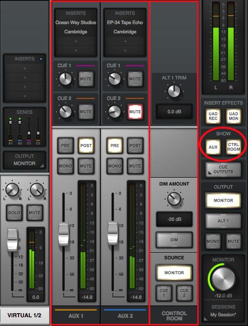 Global Insert Effects These buttons globally switch all Console s inserts to either pass all UAD insert effect processing to the DAW (print wet) or not (monitor wet but print dry).