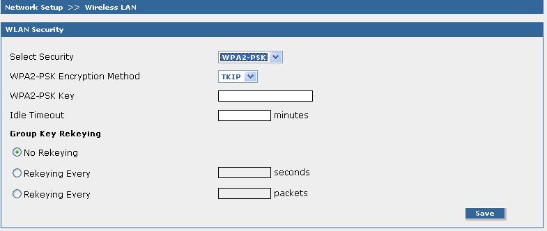 Example: WEP Key Index: 1 This means that the WEP Key is stored as the first WEP Key in the configuration. Security Selections WPA-PSK and WPA2-PSK This is the WAP-PSK screen.