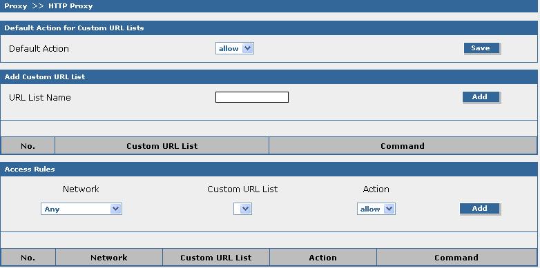 Proxy > Custom Filters Chapter 5 Using the RouteFinder's Web Management Software Proxy > Custom URL Filters The custom URL list allows URLs to be filtered or forwarded by the RouteFinder.