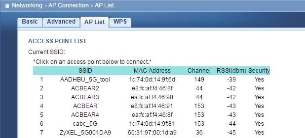 Chapter 12 AP Connection Figure 38 AP Connection > AP List The following table describes the labels shown in the AP List screen.