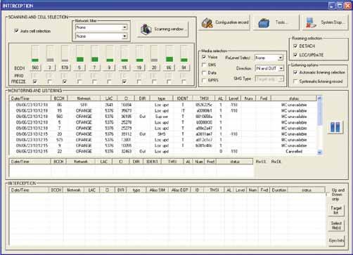 Passive version: GSM interception Filtering abilities Once the intercepted communications are stored in the data base, the user friendly GUI proposes many filtering abilities (operators,services,