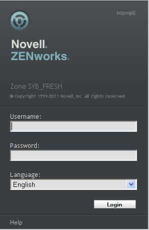3 In the Novell ZENworks login dialog box, specify the credentials and click Login to log