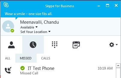 View Missed calls in Skype for Business View Missed Calls in Skype for Business Two view missed calls in Skype for Business: Click the Recent icon.