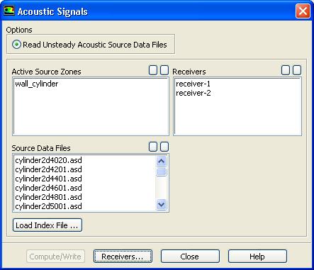 Step 9: Aeroacoustics Calculation (continued) 6. Calculate the acoustic signals Solution Run Calculations Acoustic Signals... (a) Click the Receivers.