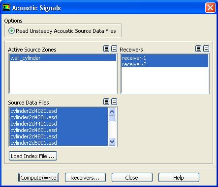 Step 9: Aeroacoustics Calculation (continued) (b) Select wall_cylinder under Active Source Zones All source zones which were selected in the Acoustic Sources panel are now available under the Active