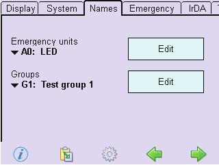 4 Operation e-touchbox/panel 4.1 Configuring the basic settings 4.1.7 Entering the unit/group name The unit and group name is indicated in the test protocol. The Configuration menu is open. 1.