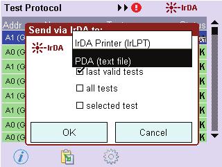 - or - If you want to output all tests that were performed for all units until now, activate the option field All tests.