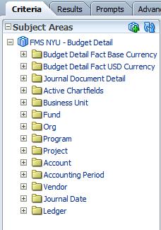 Exercise 2: Create a Budget Detail Report Create an analysis that shows: detailed Revenue and Expense transaction amounts for your Org for FY13. 1. Create a new Analysis. 2. Select the Subject Area Budget Detail.