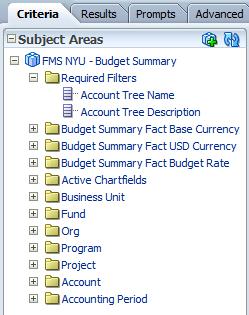 Create an Analysis Create an analysis that shows: FY12 Revenue and Expenses for fund 10. 1. Go to New and click Analysis. 2. Select the Subject Area: Budget Summary. 3.