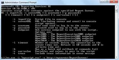 Deployment Utilities RS.Exe RS.exe is a deployment utility which uses a VB.NET script file as input (the.