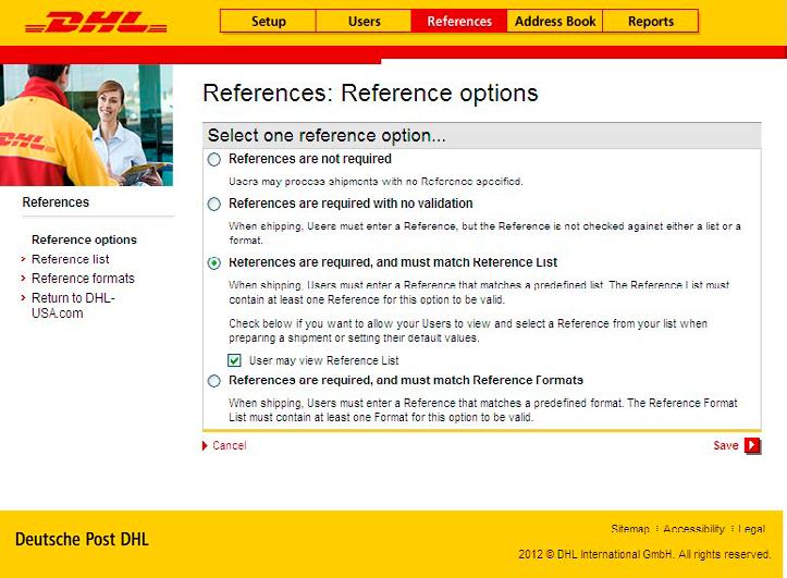 References 14 REFERENCE OPTIONS Example This is where the Shipment Reference is required. Check the box if you would like users to be able to view the list.