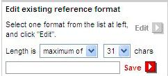 In the right column under Update reference formats, Edit existing reference format click Edit 3.