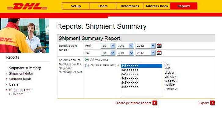 Reports 21 SHIPMENT SUMMARY This report includes the number of shipments, total shipment weight and estimated total charges for the date range selected, within 90 days of the shipping history. 1.