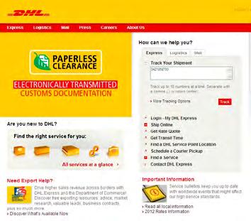 Ship Online 3 SHIPPING PROGRAM MANAGEMENT DHL CorporateShip on dhl-usa.com gives your company total control over shipping protocol.