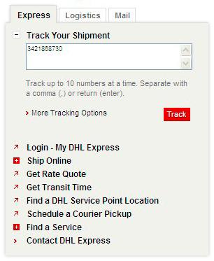 Use the DHL Express How can we help you? dashboard on the home page as your starting point.