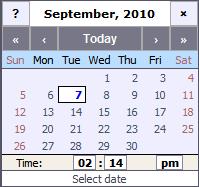 To launch a Calendar Lookup on a field, click the above icon and you will see the Calendar Lookup window as shown.