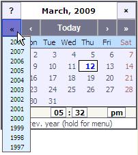 What you can do Select the previous year How you can do it Click the left double-arrow button to view the previous year s calendar.