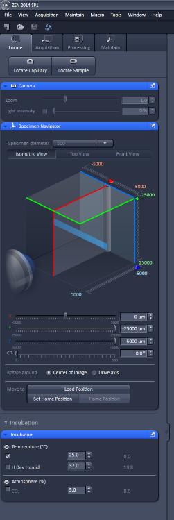Part 2: Initial capillary position Click Locate Capillary In Speciment Navigator Drag green plane down to blue line Position capillary so that glass is just