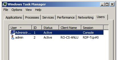 The session where Admin is logged in is an RDP session (started via Microsoft Remote Desktop), with the Session ID 2. In this session, a Host process NHSTW32.