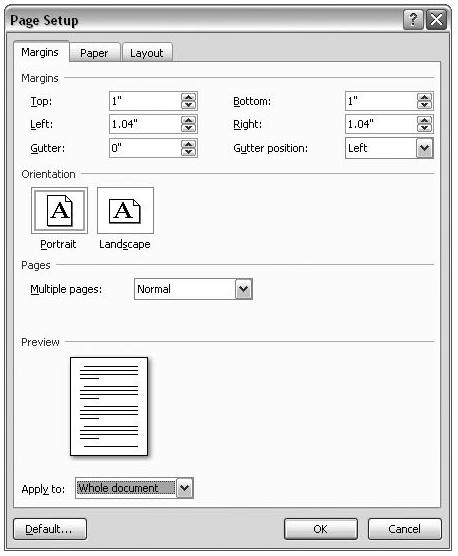 (Figure 5). 3.3. Adding Page Background Features While every document has a paper size, orientation, and margins, Word has some specialized formatting features that you'll use less frequently.