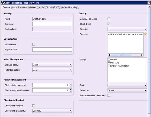 Scheduled VSS-based Backups Manually creating a client resource You must complete the required steps to manually create a client resource. 1. Open the NetWorker Administration GUI. 2.