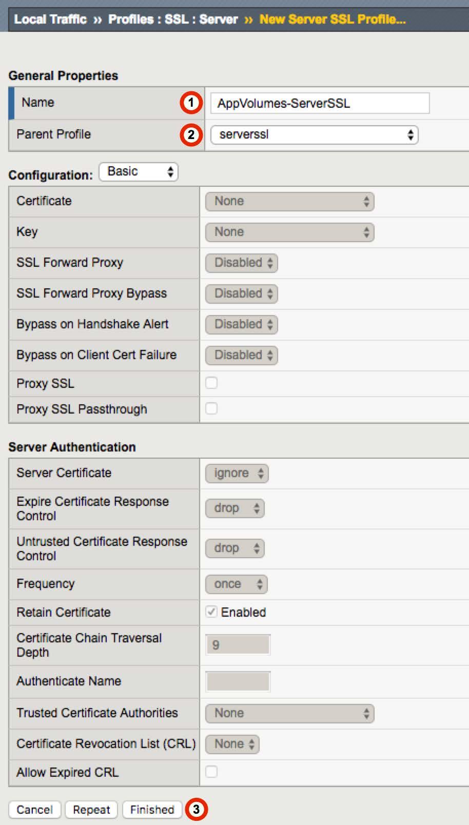 SSL Server Profile Configuration Use the following guidance to create a new SSL Server profile. 1.