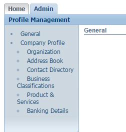 3. General Site Navigation The General section provides a brief overview of the organization profile information.