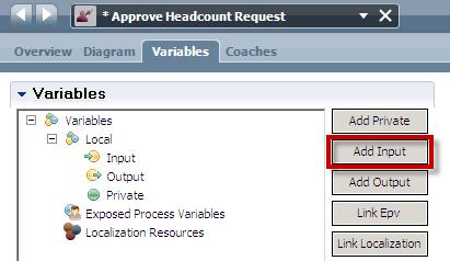 7. Add an Input variable to the human service by clicking Add Input. 8.