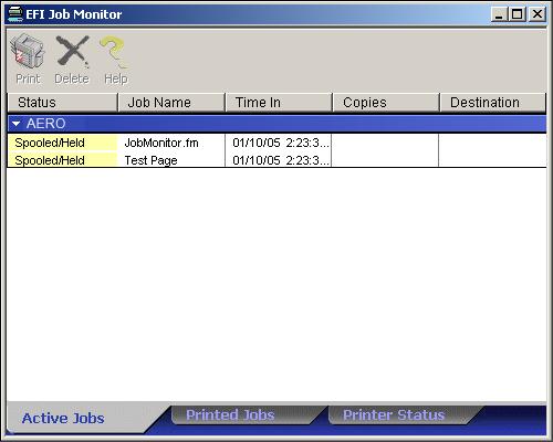 PRINTING UTILITIES 29 6 Click Launch Job Monitor. Job Monitor opens a utility window and establishes a connection to the Fiery EXP50.