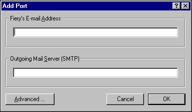 PRINTING UTILITIES 32 5 In the Add Port dialog box, type the basic information required to set up the e-mail port.